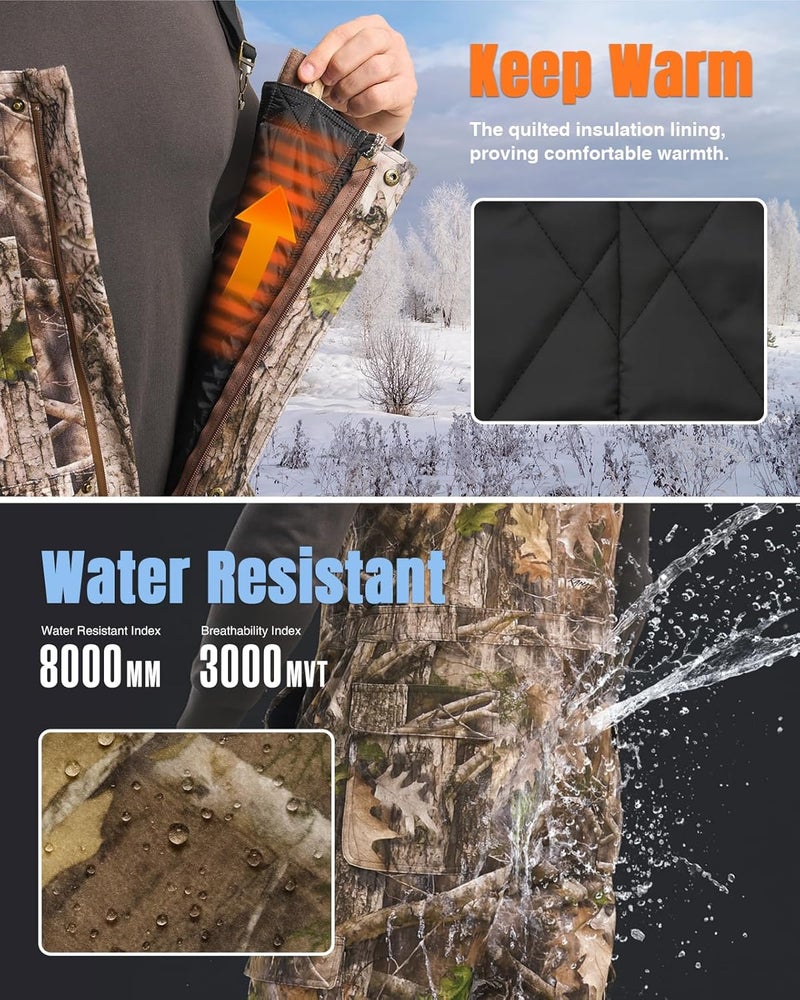 Hisea Insulated Camo Overalls for Men, Winter Water Resistant Hunting Bib Overalls with Pockets for Cold Weather - Image 1
